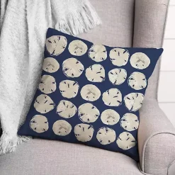 Navy Sand Dollar Outdoor Throw Pillow