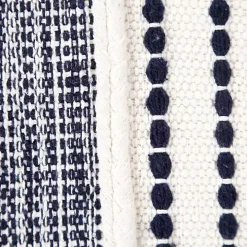 Navy Seaside Textured Stripe Pouf