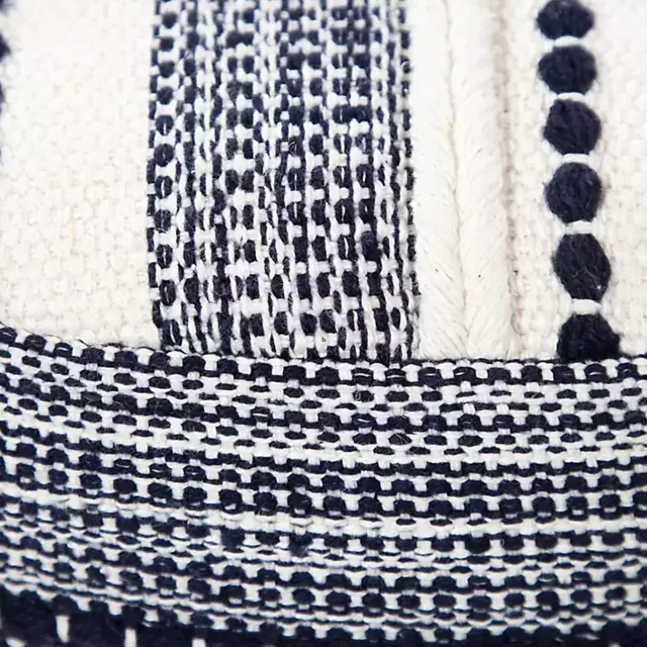 Navy Seaside Textured Stripe Pouf