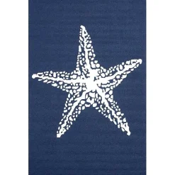 Navy Starfish Hooked Indoor/Outdoor Area Rug, 7x9