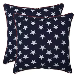 Navy Stars Outdoor Throw Pillows, Set of 2