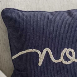Navy Stitched Noel Lumbar Pillow