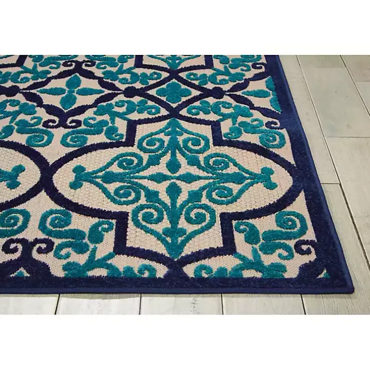 Navy Trellis Outdoor Area Rug, 7x10