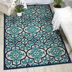 Navy Trellis Outdoor Area Rug, 7x10