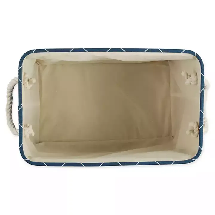 Navy Trellis Paw Print Storage Basket, 16 in.