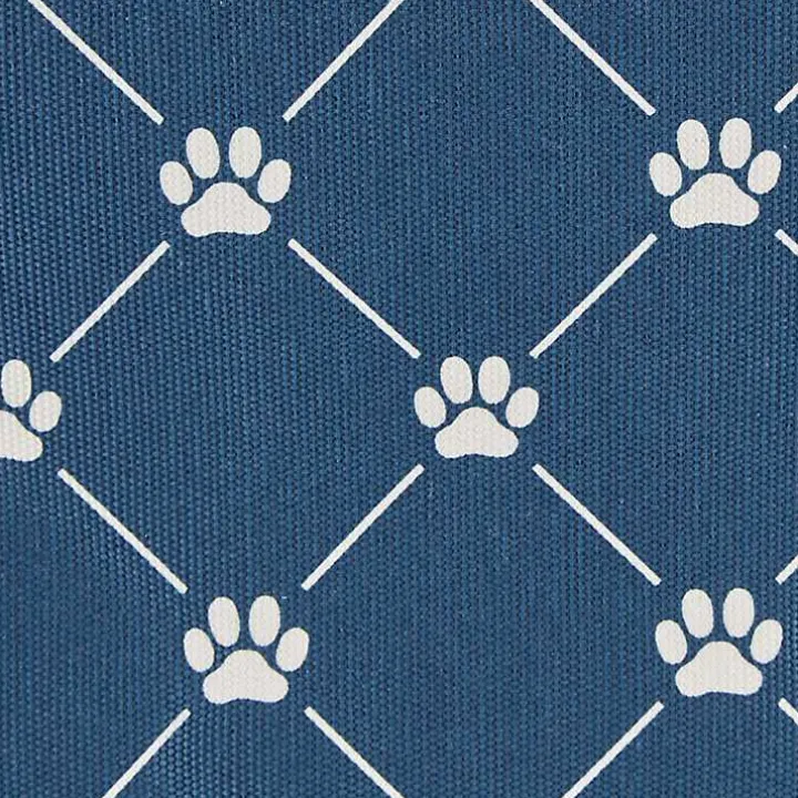 Navy Trellis Paw Print Storage Basket, 16 in.