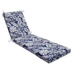 Navy Tropical Foliage Outdoor Chaise Cushion