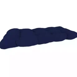 Navy Tufted Canvas Outdoor Bench Cushion