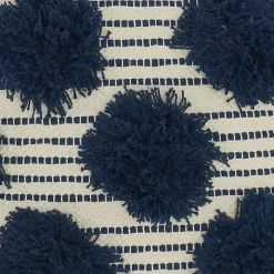 Navy Tufted Pom Poms Throw Pillow