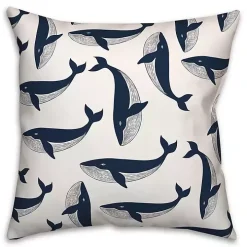 Navy Whale Outdoor Pillow