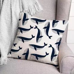 Navy Whale Outdoor Pillow