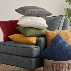 Navy Woven Cable Knit Pillow, Set of 2