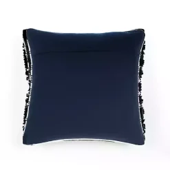 Navy Woven Frill Pillow