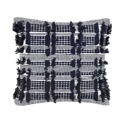 Navy Woven Frill Pillow