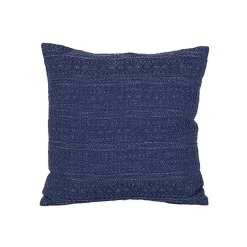 Navy Woven Geo Stripe Indoor/Outdoor Pillow