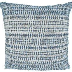 Navy Woven Lines Cotton Pillow, 22 in.