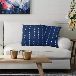 Navy Woven Lines Pillow