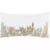 Neutral Blooms Hand Embroidered Lumbar Pillow