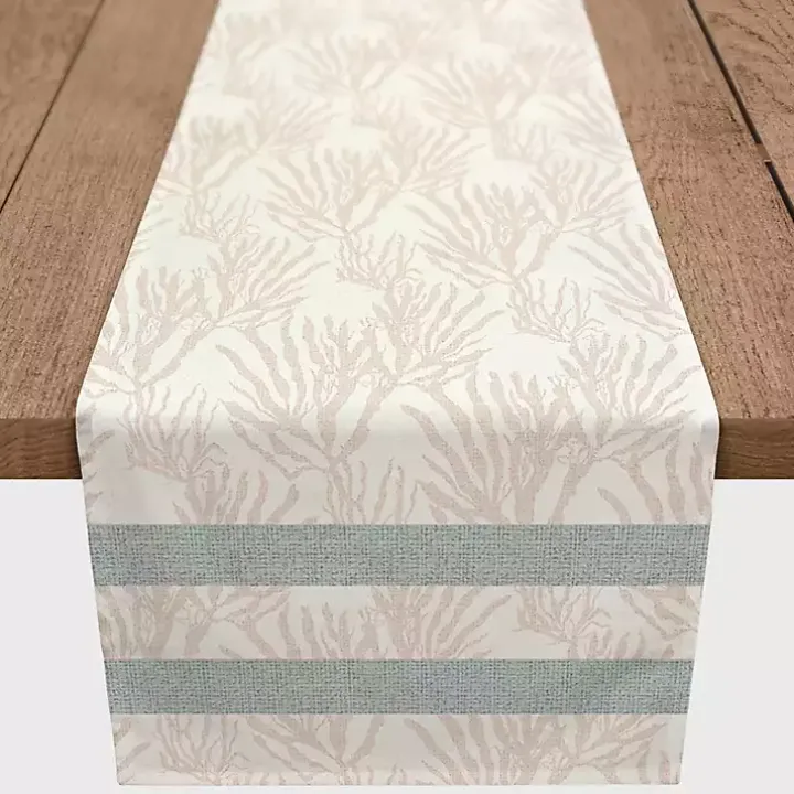 Neutral Coral Stripe Table Runner, 72 in.