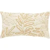 Neutral Embroidered Botanical Lumbar Pillow