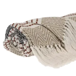 Neutral Herringbone Multi Striped Throw