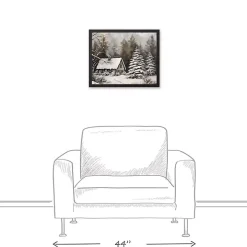 Neutral Winter Log Cabin Framed Canvas Art Print