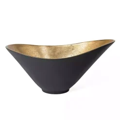 Oblong Black and Gold Bowl, 15 in