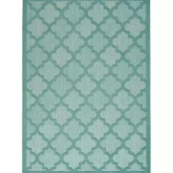 Ocean Aqua Trellis Outdoor Area Rug, 4x6