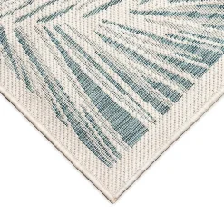 Ocean Blue Palm Leaves Outdoor Area Rug, 7x9