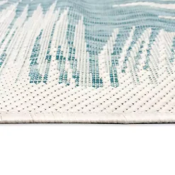 Ocean Blue Palm Leaves Outdoor Area Rug, 7x9