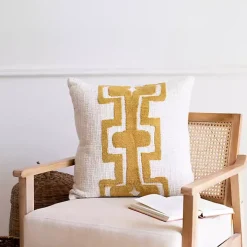 Ochre Geometric Stripe Pillow