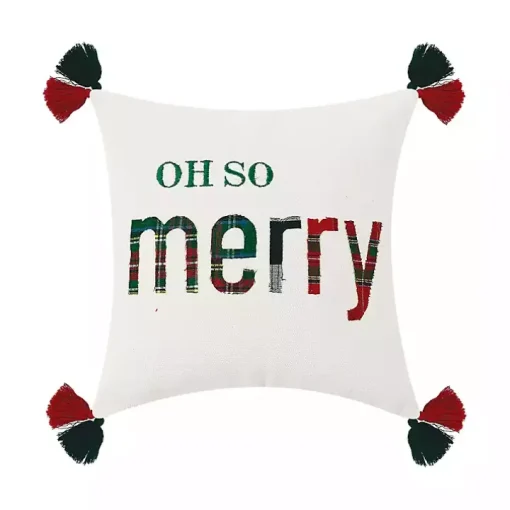 Oh So Merry Tassel Christmas Throw Pillow