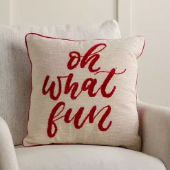 Oh What Fun Embroidered Pillow