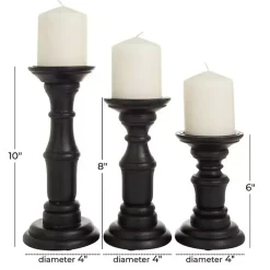 Onyx Turned Wood 3-pc. Candle Holder Set