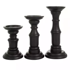 Onyx Turned Wood 3-pc. Candle Holder Set