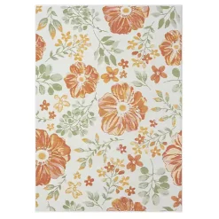 Orange & Green Floral Reversible Outdoor Rug, 5x7