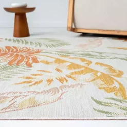 Orange & Green Palms Reversible Outdoor Rug, 5x7