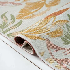 Orange & Green Palms Reversible Outdoor Rug, 5x7