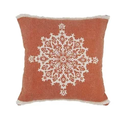 Orange and White Medallion Pillow