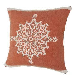 Orange and White Medallion Pillow