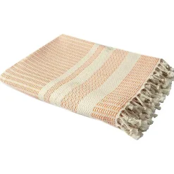 Orange and White Stripes Cotton Throw