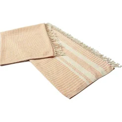 Orange and White Stripes Cotton Throw