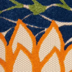 Orange Bright Floral Burst Outdoor Area Rug, 5x7