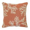 Orange Coral Woven Outdoor Throw Pillow