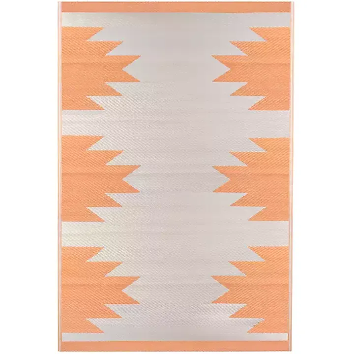 Orange Geometric Outdoor Area Rug, 4x6