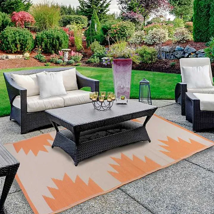 Orange Geometric Outdoor Area Rug, 4x6