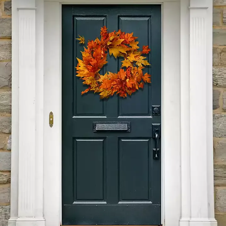 Orange Maple Leaf Fall Foliage Wreath