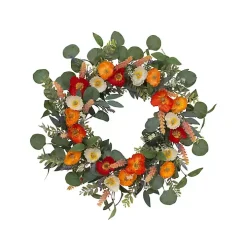 Orange Mixed Spring Floral Wreath
