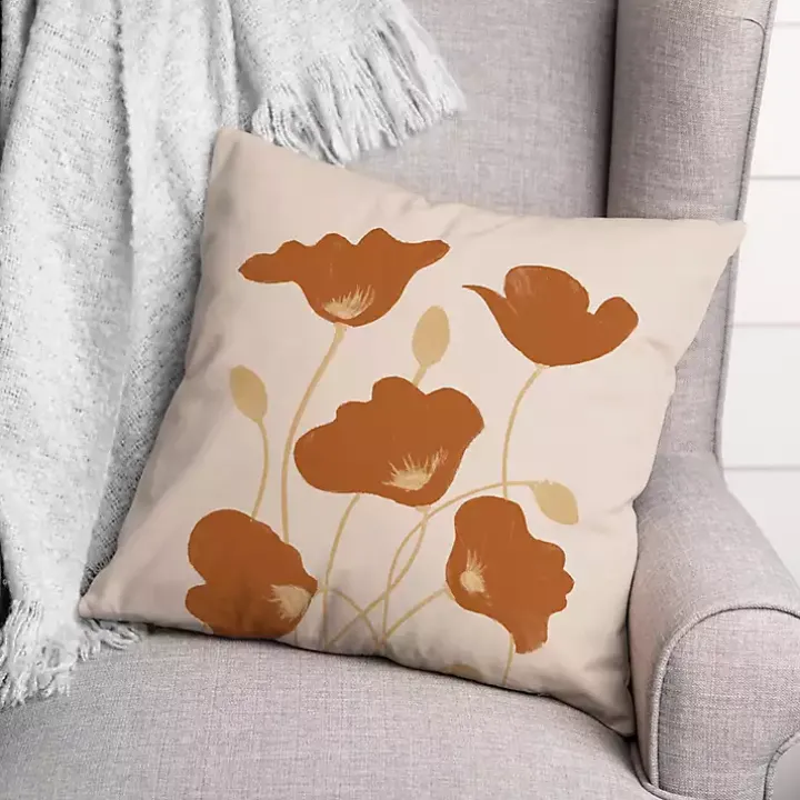 Orange Poppies Indoor/Outdoor Pillow