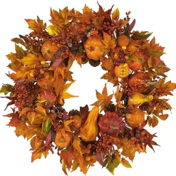 Orange Pumpkin Gourd and Berry Wreath